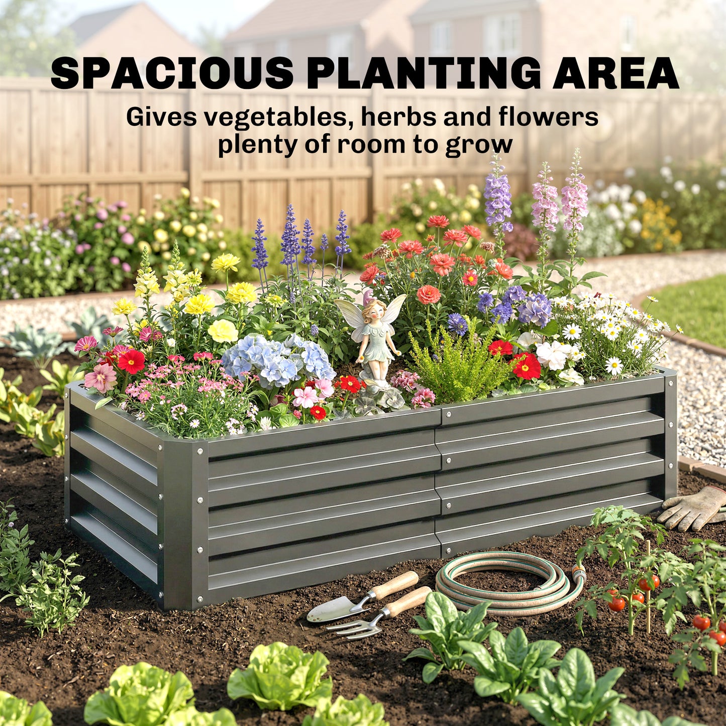 Rectangle Raised Garden Bed Box with Weatherized Steel Frame for Vegetables, Flowers, & Herbs, 120 cm x 60 cm x 30.5 cm