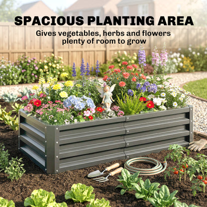 Rectangle Raised Garden Bed Box with Weatherized Steel Frame for Vegetables, Flowers, & Herbs, 120 cm x 60 cm x 30.5 cm