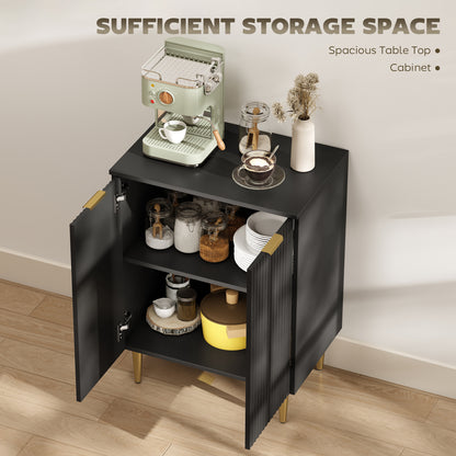 Sideboard Buffet Cabinet, Modern Kitchen Storage Cabinet with Adjustable Shelves and Metal Legs, Black