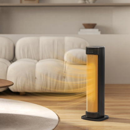 2000W Ceramic Electric Heater with 3 Heat Settings, Timer - Black
