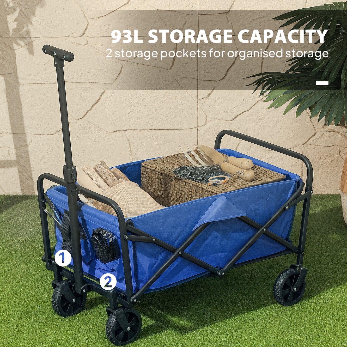 93L Festival Trolley on Wheels, Garden Folding Trolley Cart