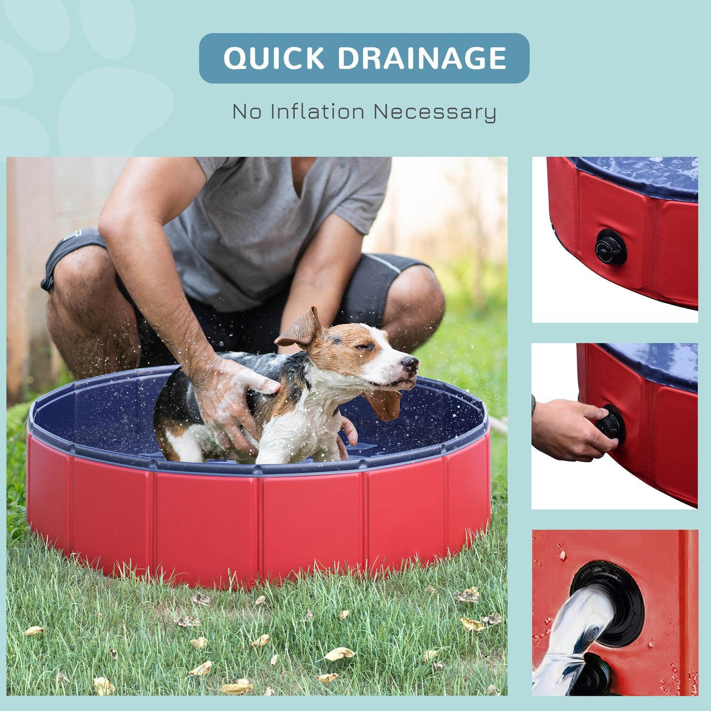 Foldable Dog Pool for Puppies and Ducks, Thickened PVC Dog Paddling Pool Bath Tub Hard Board