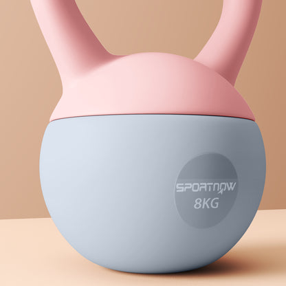 8KG Soft Kettlebell, Kettlebell with Non-Slip Handle for Home Gym, Weight Lifting, Strength Training, Pink/Grey