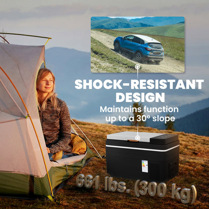 30L Compressor Car Fridge Freezer, Camping Refrigerator with App Control, 12/24V DC and 100-240V AC, Black