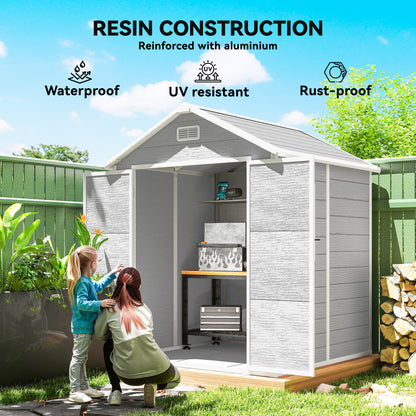 6 x 5ft Garden Shed, Plastic Shed with Floor, Window, Lockable Doors and Vents