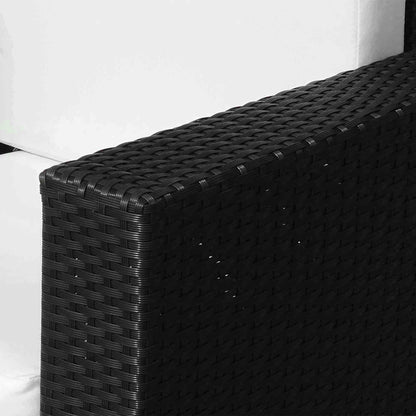 Single Seater Rattan Chair Sofa with 10 cm Thick Padded Cushion, All-Weather PE Wicker Weave Garden Armchair with Armrests
