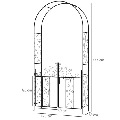 Outdoor Garden Arch with Double Gates, Metal Garden Arbor for Climbing Plants, Roses, Vines, Wedding Arch for Outdoor