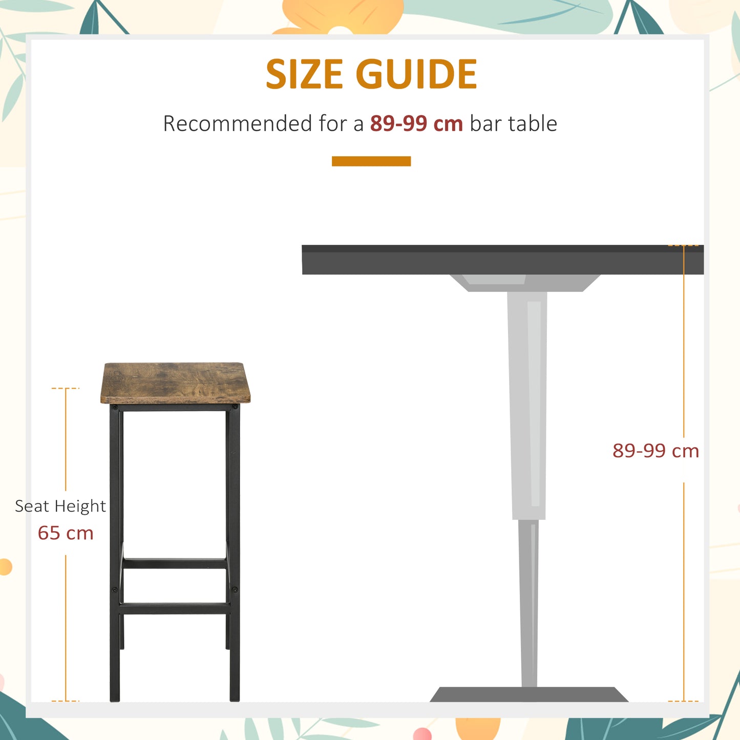 Industrial Bar Stools, Set of 2 Kitchen Breakfast Bar Chairs with Footrest, Counter Height Island Stools for Dining Area