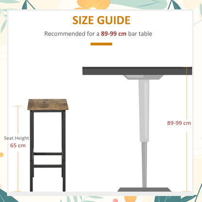 Industrial Bar Stools, Set of 2 Kitchen Breakfast Bar Chairs with Footrest, Counter Height Island Stools for Dining Area