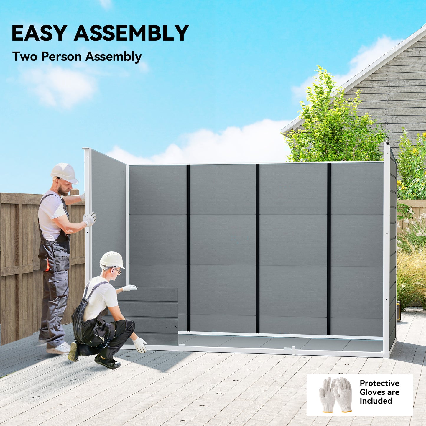 10 x 4 ft Resin Garden Shed, Outdoor Storage Shed with Floor, Windows, Lockable Doors and Vents, Grey