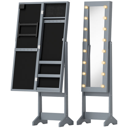 Freestanding Mirrored Jewellery Storage Cabinet - Grey