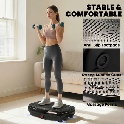 Vibration Plate Exercise Machine with 120 Speed Levels, 5 Programs, Quiet Vibrating Plate with Resistance Bands