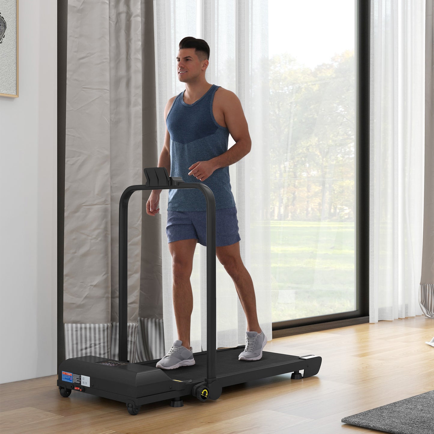 Walking Pad Treadmill, Folding Under Desk Treadmill, 1-10km/h, with Remote Control, Black