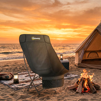 Camping Chair for Adults Heavy Duty Folding Camp Chair with Side Pocket and Carry Bag Black