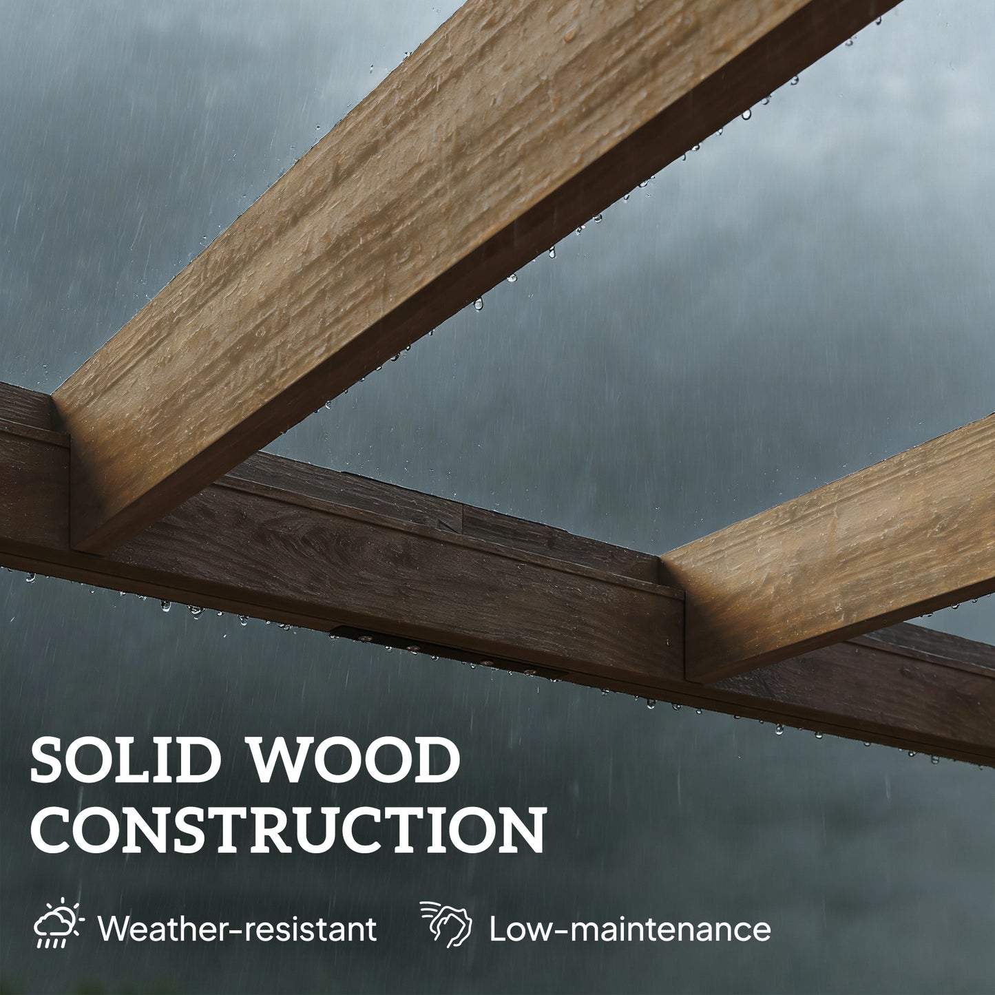 Lean-To Wooden Pergola Kit, Decorative Garden Gazebo with Stable Structure and Concrete Anchors, 3 x 3 m, Light Brown