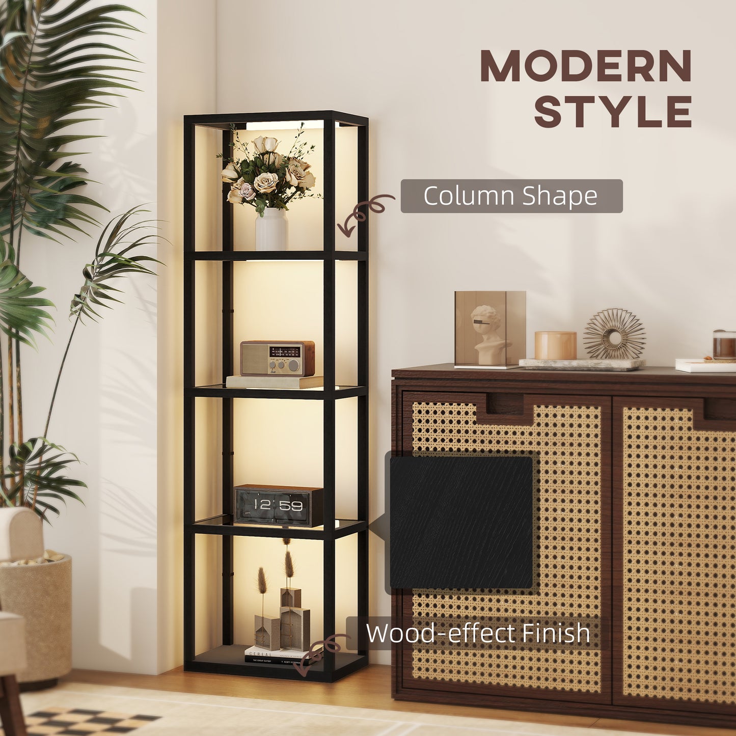 Four-Shelf Floor Lamp - Black