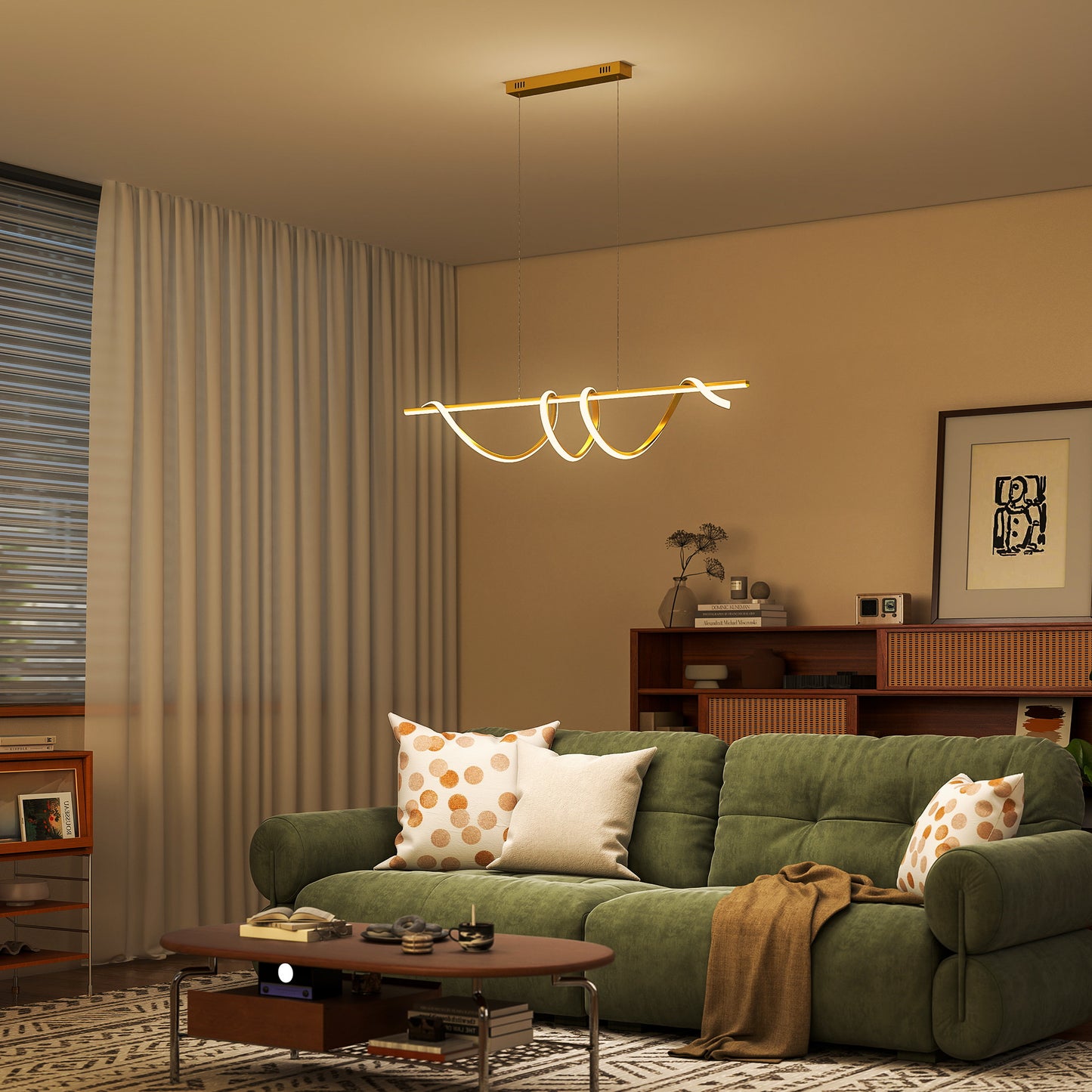 Pendant Light with 3 Colour Temperatures - Gold Tone