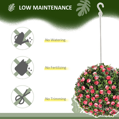 Set of 2 Decorative Artificial Plants, UV-protected Artificial Plant Topiary Rose Balls