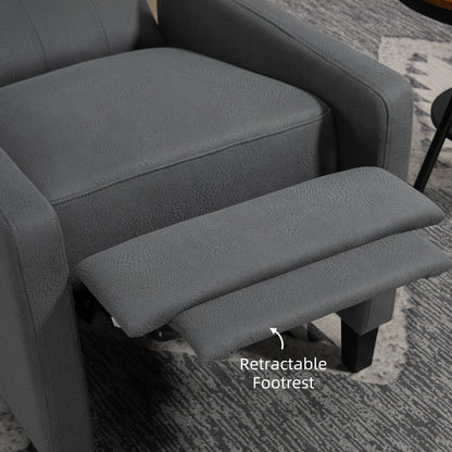 Wingback Recliner Chair for Home Theater, Button Tufted Microfibre Cloth Reclining Armchair with Leg Rest, Deep Grey