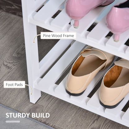 3-Tier Shoe Rack Wood Frame Slatted Shelves Spacious Open Hygienic Storage Home Hallway Furniture Family Guests 70L x 26W x 5