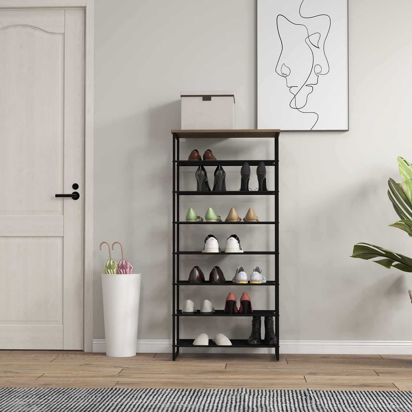 8-Tier Shoe Rack, Shoe Storage Organizer with Mesh Shelves