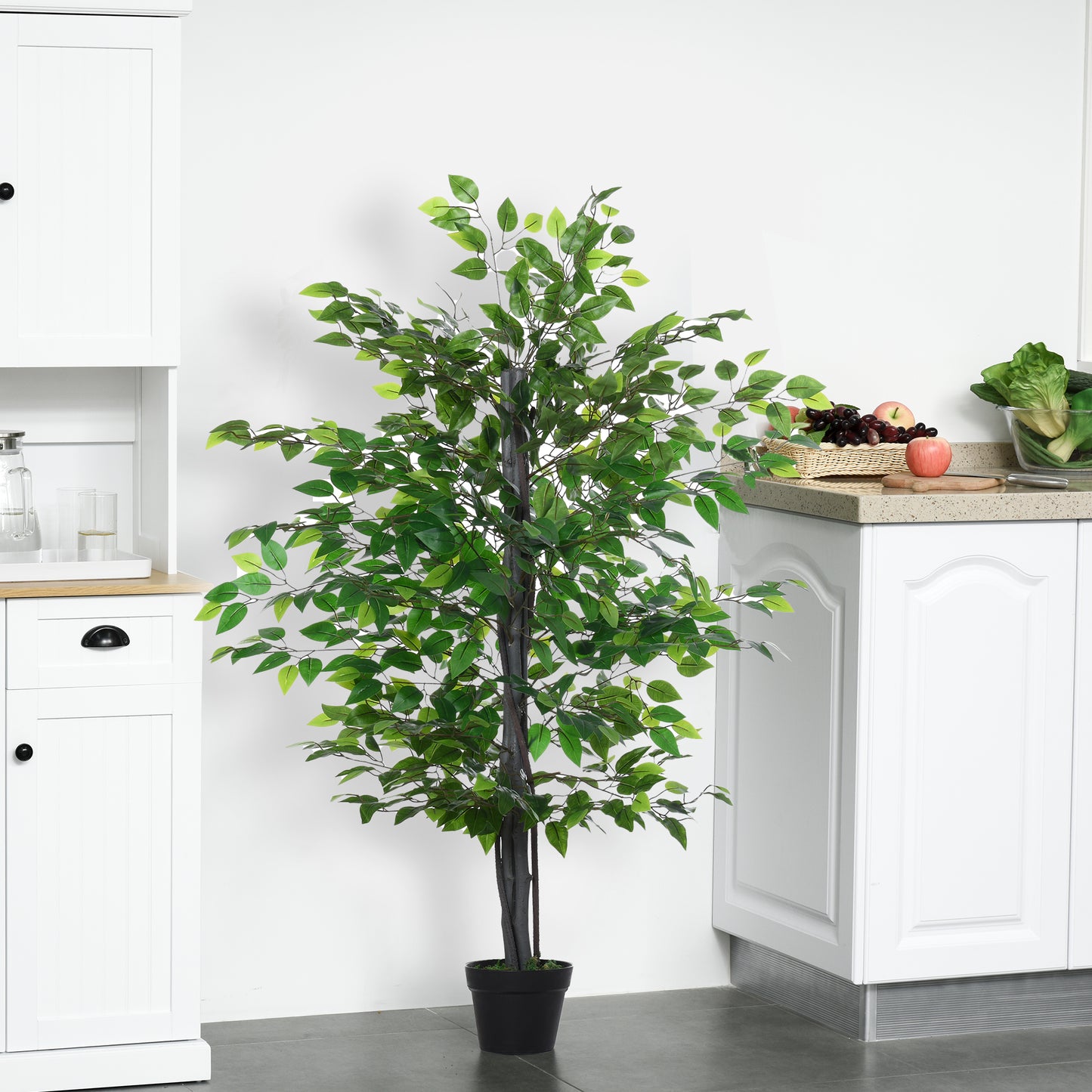 Artificial Tree White Rose Floral in Pot, Fake Plant for Home Indoor Decor, 90cm, Purple