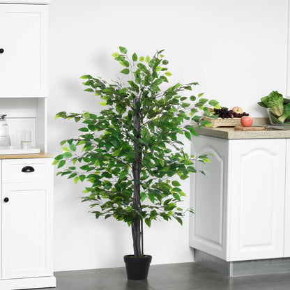 Artificial Tree White Rose Floral in Pot, Fake Plant for Home Indoor Decor, 90cm, Purple