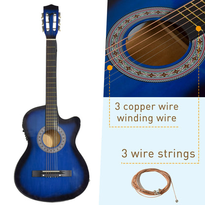 38 Inch Full Size Acoustic Electric Guitar, Classical Beginner Junior Adult Guitar Gloss Finish with Carrying Case, Strap