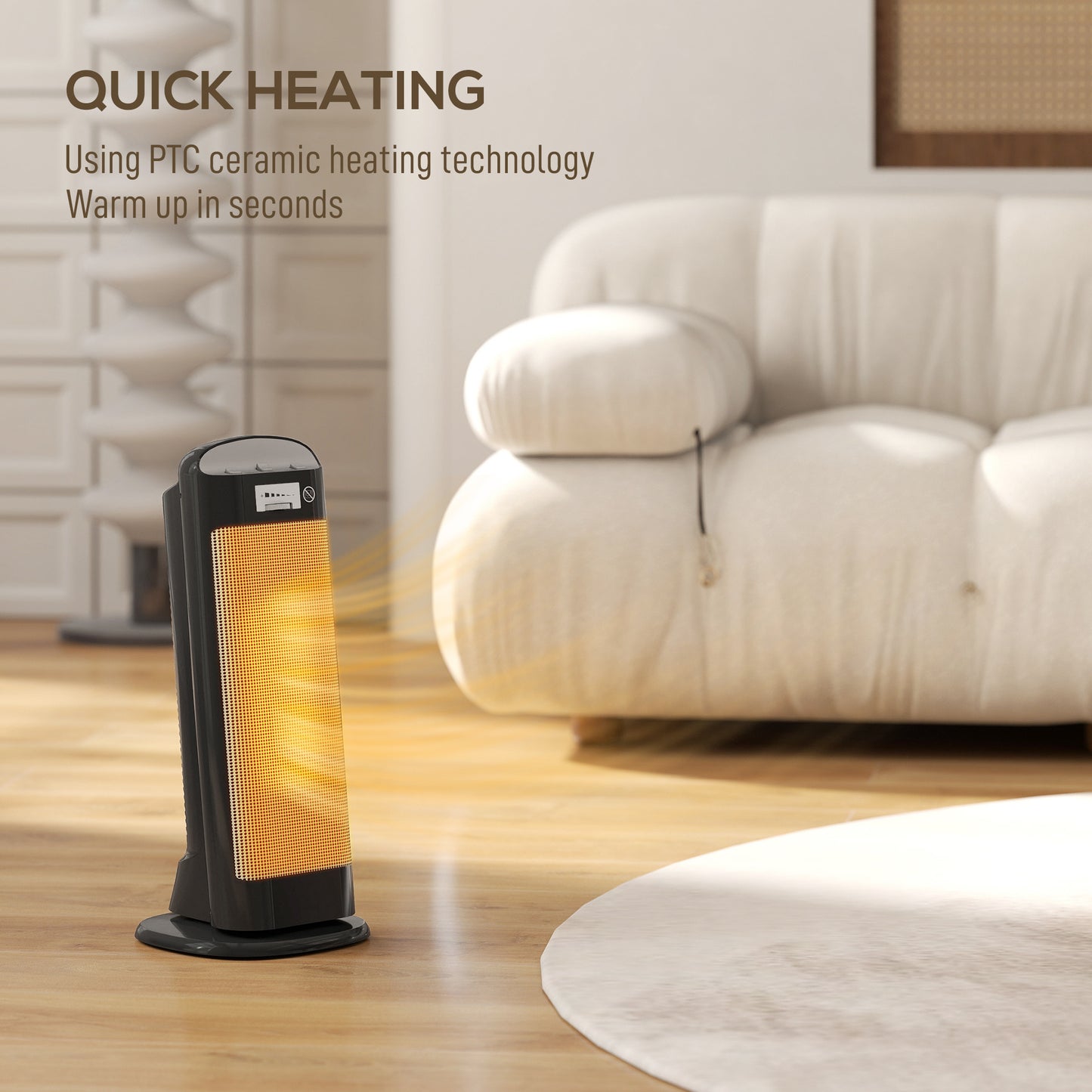 Ceramic Space Heater, 2000W Fan Electric Heater with 4 Modes, Adjustable Thermostat, 55° Oscillation