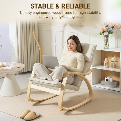 Comfortable Relax Rocking Chair, Upholstered Lounge Chair Recliner with High Back and Headrest for Living Room, Bedroom