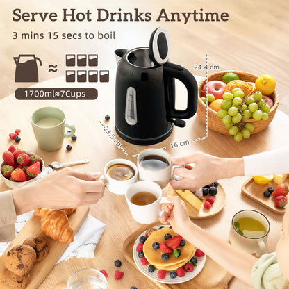 Kettle and Toaster Set, 1.7L 3000W Rapid Boil Jug Kettle with Otter Thermostat, Limescale Filter