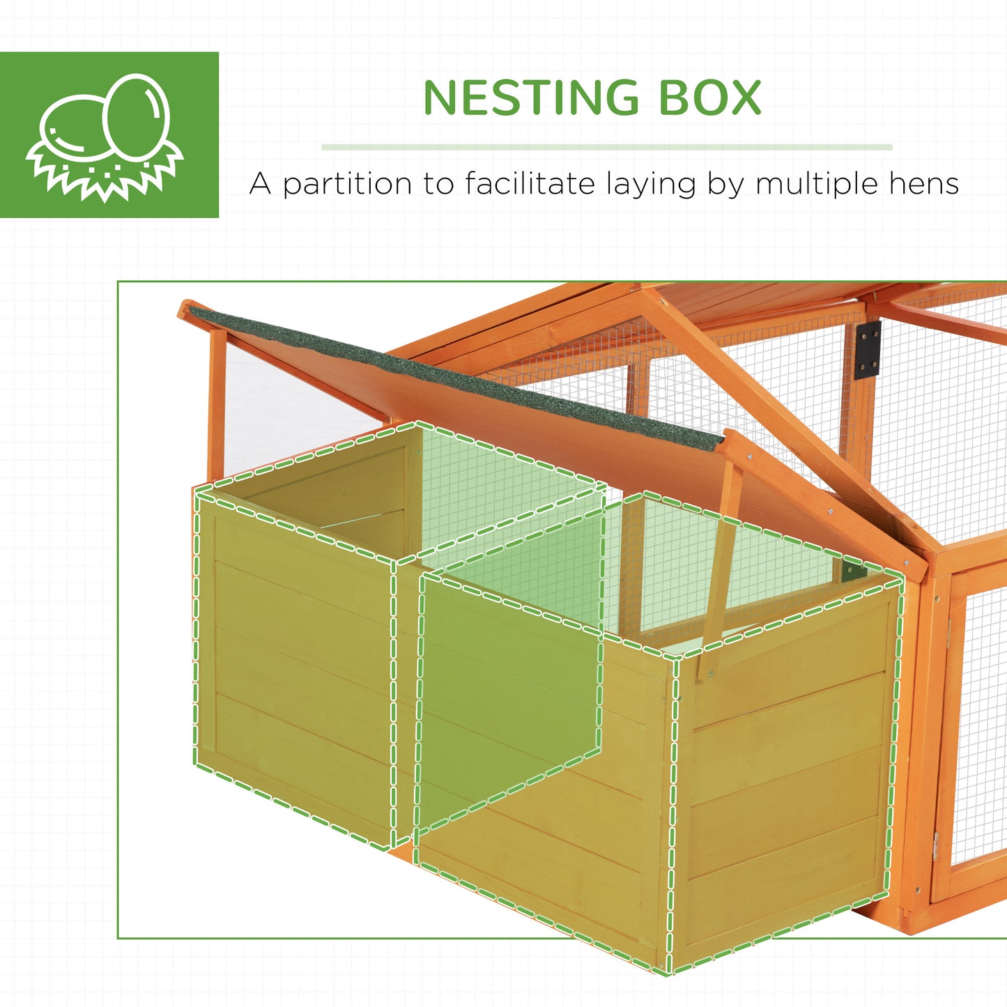 Wooden Chicken Coop with Nesting Box, Openable Roof, for 4-8 Chickens, Nature Wood