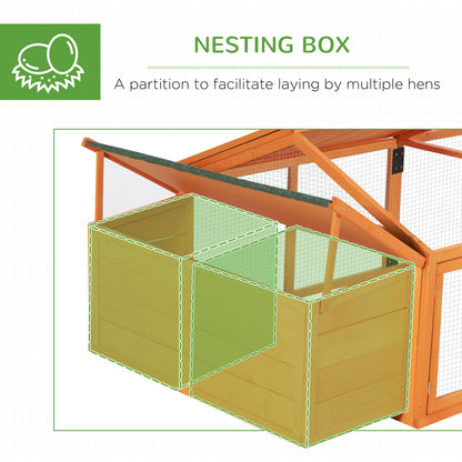 Wooden Chicken Coop with Nesting Box, Openable Roof, for 4-8 Chickens, Nature Wood