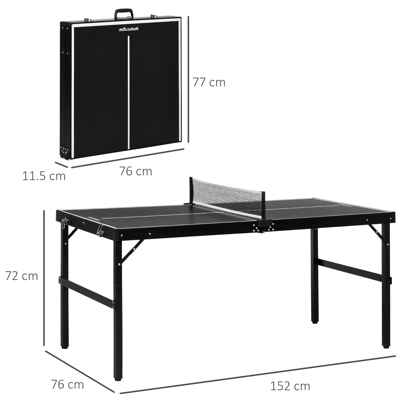 5ft Mini Table Tennis Table, Folding Ping Pong Table with Net and Aluminium Frame