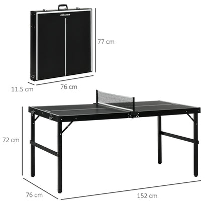5ft Mini Table Tennis Table, Folding Ping Pong Table with Net and Aluminium Frame