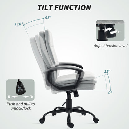 Linen-Look Double-Padded Office Chair - Grey