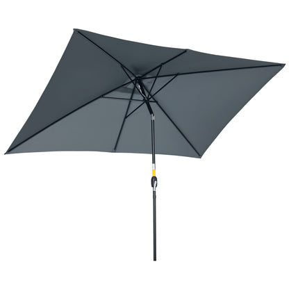 3x2m Garden Parasol Umbrella with Aluminium Pole, Tilt and Crank, Rectangular Outdoor Table Parasol Sun Shade for Patio