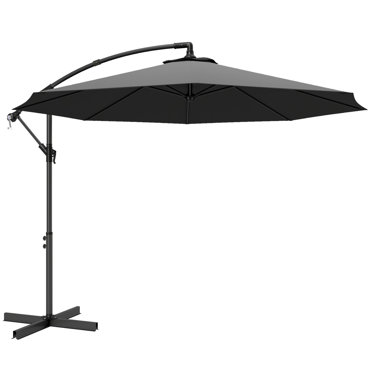 3m Overhanging Cantilever Parasol, with Cross Base - Grey
