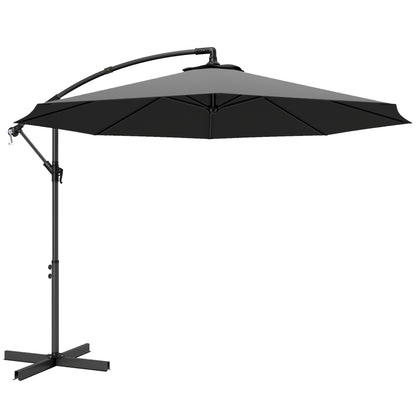 3m Overhanging Cantilever Parasol, with Cross Base - Grey