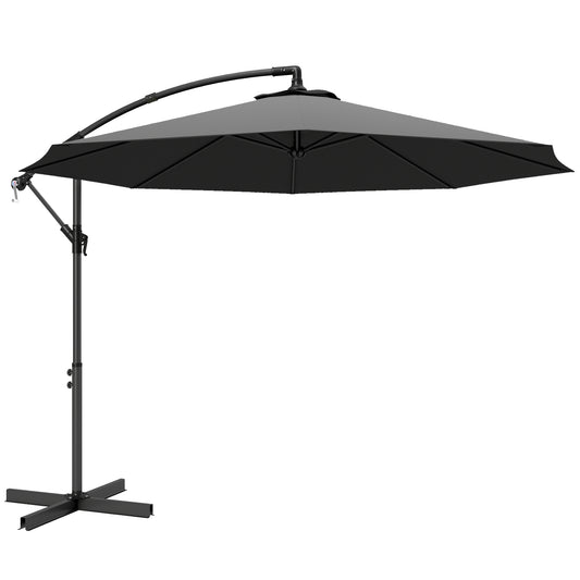 3m Overhanging Cantilever Parasol, with Cross Base - Grey