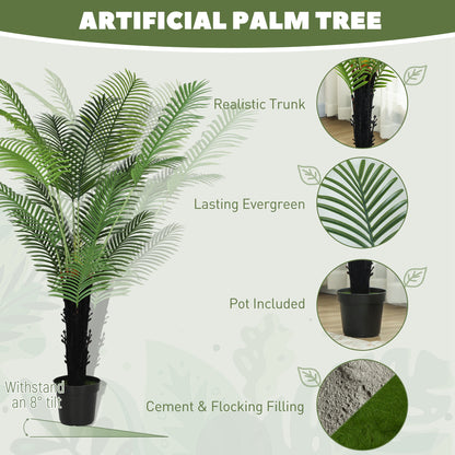 175cm Artificial Areca Palm Tree with 16 PE Leaves, Decorative Artificial Plant with Plastic Pot and Flocked Soil