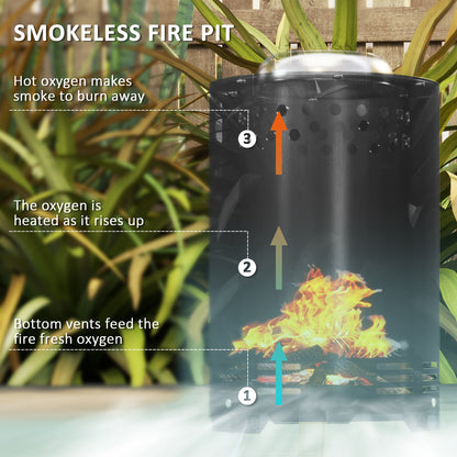 Smokeless Fire Pit, 16 x 16 cm Stainless Steel Portable Wood Burning Firepit with Poker