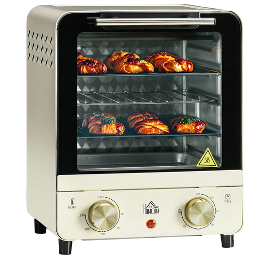 Mini Oven, 15 Litres Electric Oven and Grill with 60-230℃ Adjustable Temperature, 60 Minute Timer, Include Baking Tray
