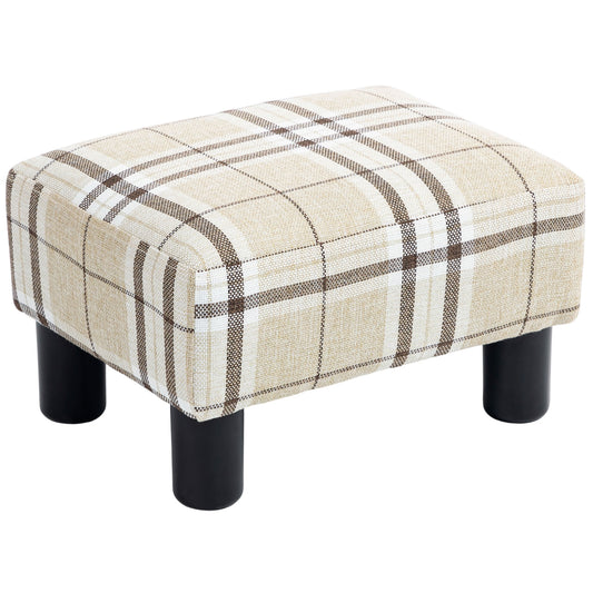 Linen Fabric Footstool Ottoman Cube with 4 Plastic Legs, Multi-colored