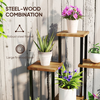 Seven Wooden Shelf Plant Stand