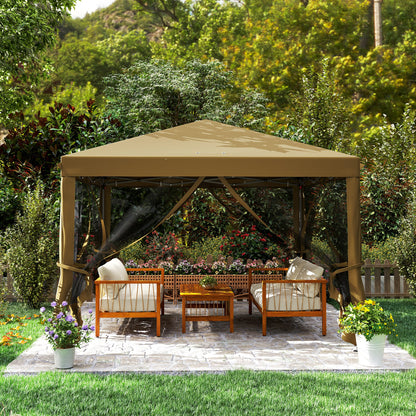 3 x 3 m Pop Up Gazebo, 420D Garden Tent Canopy with Removable Mesh Sidewall Netting, Carry Bag for Garden Patio Outdoor