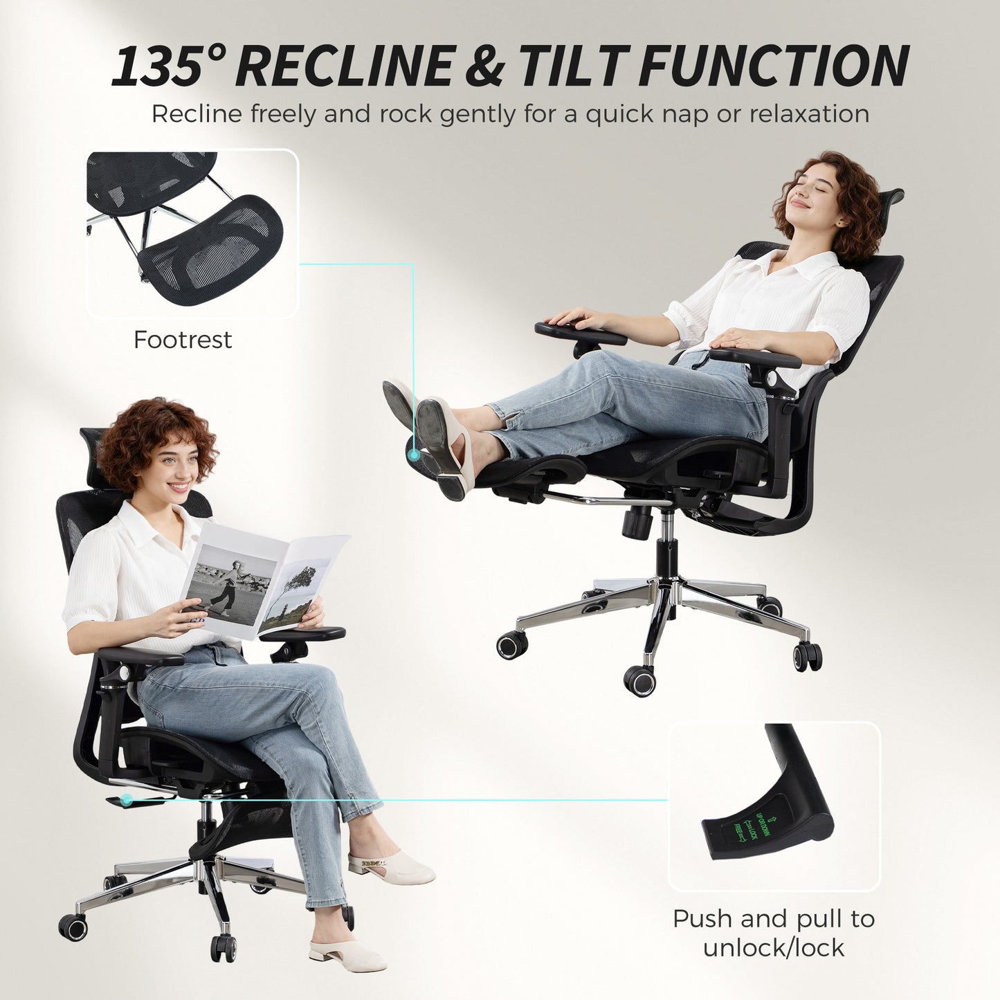 Ergonomic Office Chair, High Back Mesh Desk Chair, Black