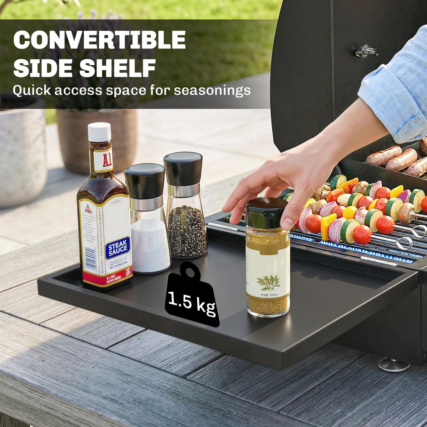 3 Burner Portable Gas Plancha BBQ Grill, 7.5 kW Outdoor Tabletop Gas Barbecue Grill with Griddle, Thermometer,, Black