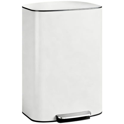 50L Kitchen Bin with Soft-Close Lid and Stay-Open Function, Stainless Steel Pedal Bin with Removable Inner Bucket