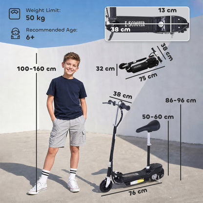 Powered Powered Scooter Ride-On, with Brakes, Adjustable Seat, Adjustable Handlebars, Black